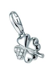 Charm-Einhänger Giorgio Martello MILANO "Kleeblatt mit Zirkonia, Silber 925" Charms silberfarben (silber) Damen