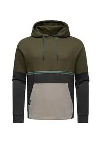 Hoodie Ragwear "Blocky Hoody" Gr. XXL (56), grün (olivgrün) Herren Sweatshirts Sportlicher Kapuzenpullover mit Blockstreifen