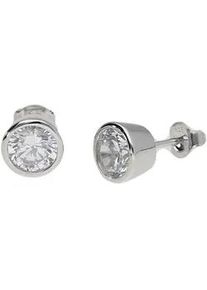 Paar Ohrstecker Smart Jewel "schlicht, Zirkonia in Zargenfassung, Silber 925" Ohrringe Gr. Silber 925 (Sterlingsilber), silberfarben (silber) Damen