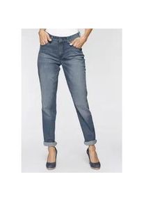 Stretch-Jeans MAC "Melanie" Gr. 42, Länge 32, blau (mid blue main wash) Damen Jeans Gerade geschnitten