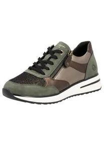 Keilsneaker Remonte Gr. 45, grün (khaki kombiniert) Damen Schuhe Freizeitschuh, Halbschuh, Schnürschuh mit Schaftrandpolsterung