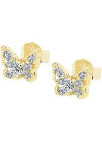 Paar Ohrstecker ADELIA ́S "Damen Schmetterling aus 925 Silber mit Zirkonia" Ohrringe Gr. Damen, goldfarben (gold) Damen