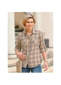 Flanellbluse Casual Looks Gr. 38, grau (grau, camel, kariert) Damen Blusen