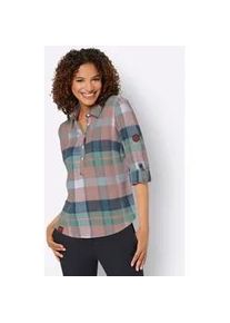 Flanellbluse Casual Looks Gr. 52, bunt (jade, hortensie, kariert) Damen Blusen