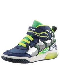 Sneaker Geox "J INEK BOY C - Blinkschuh" Gr. 27, bunt (navy-limette) Kinder Schuhe High Top Sneaker, Schnürboots mit coolem Motiv