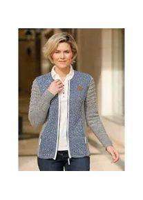 Strickjacke Casual Looks Gr. 40, blau (grau, rauchblau, meliert) Damen Strickjacken