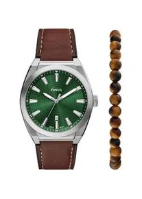 Quarzuhr Fossil "EVERETT" Armbanduhren braun Herren Armbanduhr, Herrenuhr, Lederarmband, Ideal auch als Geschenk, analog