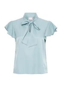 Kurzarmbluse Ichi "Kurzarmbluse IHStinea" Gr. 42, blau (aqua gray) Damen Blusen