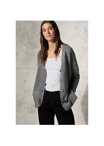 Cardigan Cecil Gr. XXL (46), flint grau melange Damen Strickjacken mit Rippbündchen