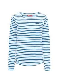 Langarmshirt Derbe "Interstriped" Gr. XL, blau (off white/blue) Damen Shirts French terry, gestreift, hochwertiger Stick