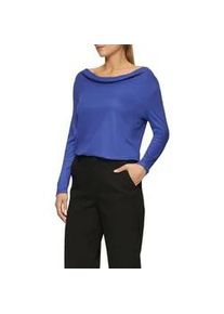 Langarmshirt s.Oliver BLACK LABEL Gr. 40, blau (royal blue) Damen Shirts mit Wasserfall Ausschnitt