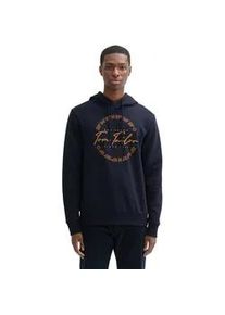 Kapuzensweatshirt Tom Tailor Gr. XXXL, blau (sky captain blau) Herren Sweatshirts mit großem Logo-Frontprint