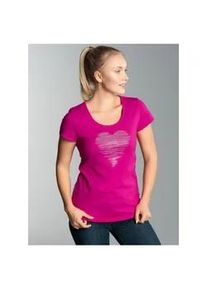 T-Shirt TRIGEMA "TRIGEMA mit glitzerndem Herz-Motiv" Gr. XXL, pink (magenta) Damen Shirts