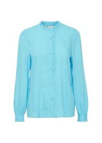 Longbluse Ichi "Longsleeve IHGemano" Gr. 36, blau (blue grotto) Damen Blusen