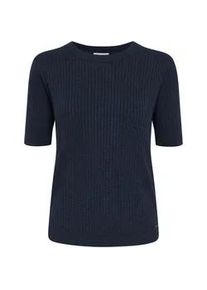 Kurzarmshirt oxmo "Strickkurzarmpullove OXRiona" Gr. XS, blau (total eclipse melange) Damen Shirts