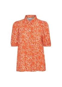 Kurzarmbluse Ichi "Kurzarmbluse IHAya" Gr. 40, orange (coral rose leo aop) Damen Blusen