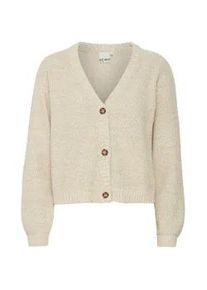 Strickjacke Ichi "Strickjacke IHNoelle" Gr. L, beige (tapioca melange) Damen Strickjacken