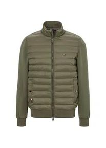 Sweatjacke Tommy Hilfiger "MIX MEDIA STAND CLLR" Gr. L, grün (battle green) Herren Sweatjacken mit Steppung