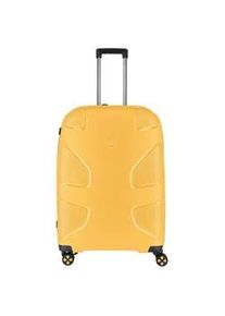 Hartschalen-Trolley IMPACKT "IP1, verschiedene Größen und Farben" Gr. B/H/T: 51cm x 76cm x 31cm 106 l, gelb (sunset yellow) Koffer Hartschalen-Koffer vegan Reisegepäck USB-Port TSA Zahlenschloss