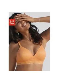 Bralette-BH Lascana Gr. 70, Cup D, orange Damen BHs ohne Bügel mit eingearbeitetem Push-up Kissen, Dessous