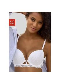 Push-up-BH Lascana "Marla" Gr. 85, Cup A, weiß Damen BHs mit integrierten Kissen und modischer Spitze, Dessous