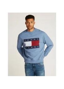 Sweatshirt Tommy Jeans "TJM MELANGE FLAG CREW" Gr. M, colorado blue Herren Sweatshirts mit großem Logo