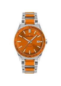 Quarzuhr Jacques Lemans "Liverpool, 1-2060L" Armbanduhren orange (silberfarben-orange) Damen Armbanduhr,Herrenuhr,Damenuhr,Edelstahlarmband,bis 10 bar wasserd.