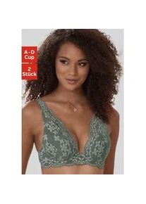 Push-up-BH Petite Fleur Gr. 80, Cup D, khaki + rosa Damen BHs in High Apex Schnittform, Dessous