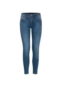 Röhrenjeans Pulz Jeans "Rhrenjeans PZRosita" Gr. 33, N-Gr, blau (medium denim) Damen Jeans