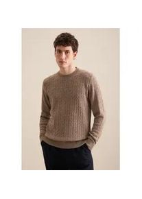 Strickpullover Seidensticker "Regular" Gr. S, braun Herren Pullover Langarm Rundhals Zopfmuster