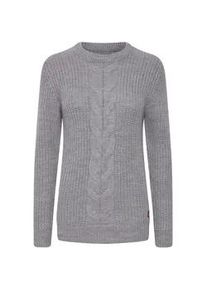 Strickpullover oxmo "Strickpullover OXNatasja" Gr. L, grau (medium grey melange) Damen Pullover