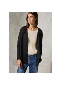 Cardigan Cecil Gr. L (42), schwarz (black melange) Damen Strickjacken mit Rippbündchen