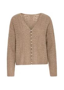 Strickjacke Ichi "Strickjacke IHLIYANNA CA2" Gr. S, braun (fungi) Damen Strickjacken