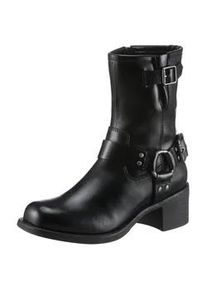 Bikerboots Marco Tozzi "BROTI" Gr. 36, schwarz Damen Schuhe Blockabsatz, Schnallenboots, Stiefelette mit glänzenden Nieten