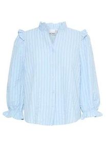 Shirtbluse Ichi "Shirtbluse IHSanja" Gr. 42, blau (della robbia blue stripe) Damen Blusen