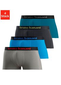 Hipster Bruno Banani, Herren, Gr. L, bunt (grau, türkis, schwarz, petrol), Jersey, Obermaterial: 95% Baumwolle, 5% Elasthan, unifarben, körpernah, Unterhosen, knapp sitzende Boxershorts mit Logo Webbund aus Baumwollmischung