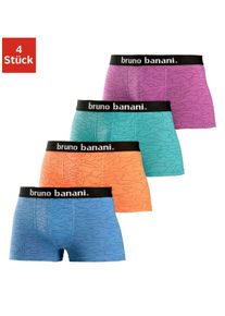 Hipster Bruno Banani, Herren, Gr. S, bunt (blau, orange, türkis, lila), Jersey, Obermaterial: 95% Baumwolle, 5% Elasthan, gemustert, körpernah, Unterhosen, knapp sitzende Boxershorts in uni oder gemustert aus Baumwollmischung