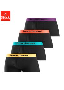 Hipster Bruno Banani, Herren, Gr. S, bunt (schwarz, orange, schwarz, türkis, schwarz, gelb, schwarz, lila), Jersey, Obermaterial: 95% Baumwolle, 5% Elasthan, unifarben, körpernah, Unterhosen, knapp sitzende Boxershorts mit Logo Webbund aus Baumwollmischung