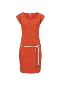 Jerseykleid Ragwear "Tag Zig Zag" Gr. L (40), Normalgrößen, orange (terrakotta) Damen Kleider stylisches Shirtkleid mit coolem Print u. Bindekordel