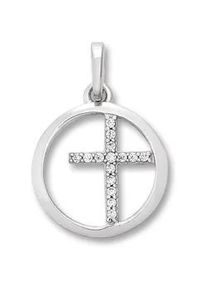 Ketten-Anhänger ONE ELEMENT "Zirkonia Kreuz Anhänger aus 925 Silber" Schmuckanhänger Gr. Damen, Silber 925 (Sterlingsilber), silberfarben (silber) Damen Silber Schmuck