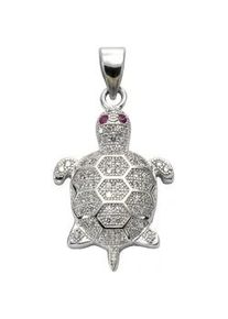 Ketten-Anhänger Vivance "925 Sterling Silber Schildkröte" Schmuckanhänger Gr. ONE-SIZE, Silber 925 (Sterlingsilber), 3,2 g, weiß (weiß, weiß) Damen