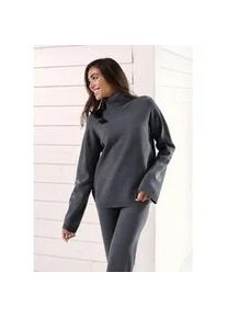 Sweater ELBSAND Gr. 48/50, grau (anthrazit meliert) Damen Sweatshirts Rollkragenpullover aus weichem Strick, Loungewear