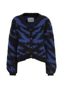 Strickjacke Pulz Jeans "Strickjacke PZAstra" Gr. L, blau (blau, schwarz animal) Damen Strickjacken