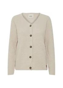 Cardigan oxmo "Cardigan OXHelga" Gr. L, beige (oatmeal) Damen Strickjacken