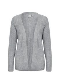 Strickjacke Ichi "Strickjacke IHKamara" Gr. L, grau (grau melange) Damen Strickjacken