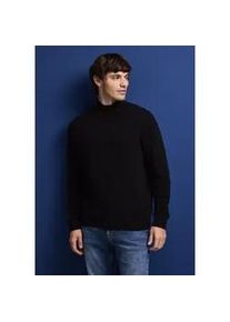 Stehkragenpullover Street One MEN Gr. M (40), schwarz Herren Pullover aus reiner Baumwolle