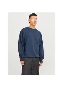 Jack & Jones Sweatshirt JACK & JONES "JJECHARGE FADED SWEAT CREW NECK NOOS" Gr. XL, blau (mood indigo) Herren Sweatshirts mit Rippbündchen