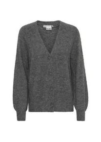 Cardigan Ichi "Cardigan IHKamara" Gr. M, grau (dunkelgrau melange) Damen Strickjacken