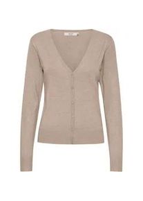 Strickjacke oxmo "Strickjacke OXHelene" Gr. XXL, beige (cement melange) Damen Strickjacken