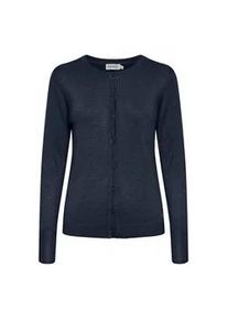 Cardigan oxmo "Strickcardigan OXHlin" Gr. XL, blau (total eclipse melange) Damen Strickjacken